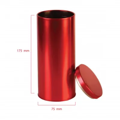 เหล็ก [size]_กระป๋องเหล็กใบชา สีแดง
